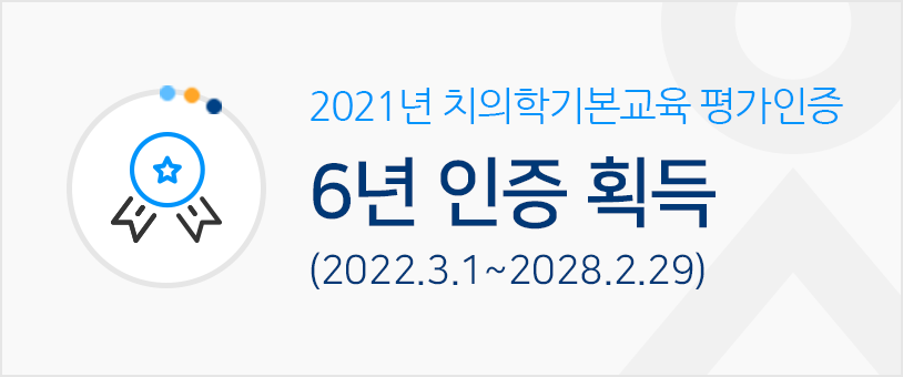 2021년 치의학기본교육 평가인증 6년 인증 획득